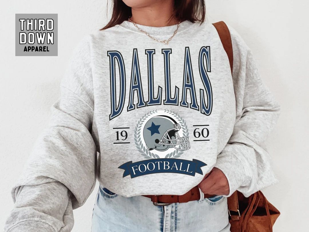 Throwback Dallas Football Sweatshirt, Vintage Cowboys Football Crewneck, Warm Game Day Apparel, P... | Etsy (US)