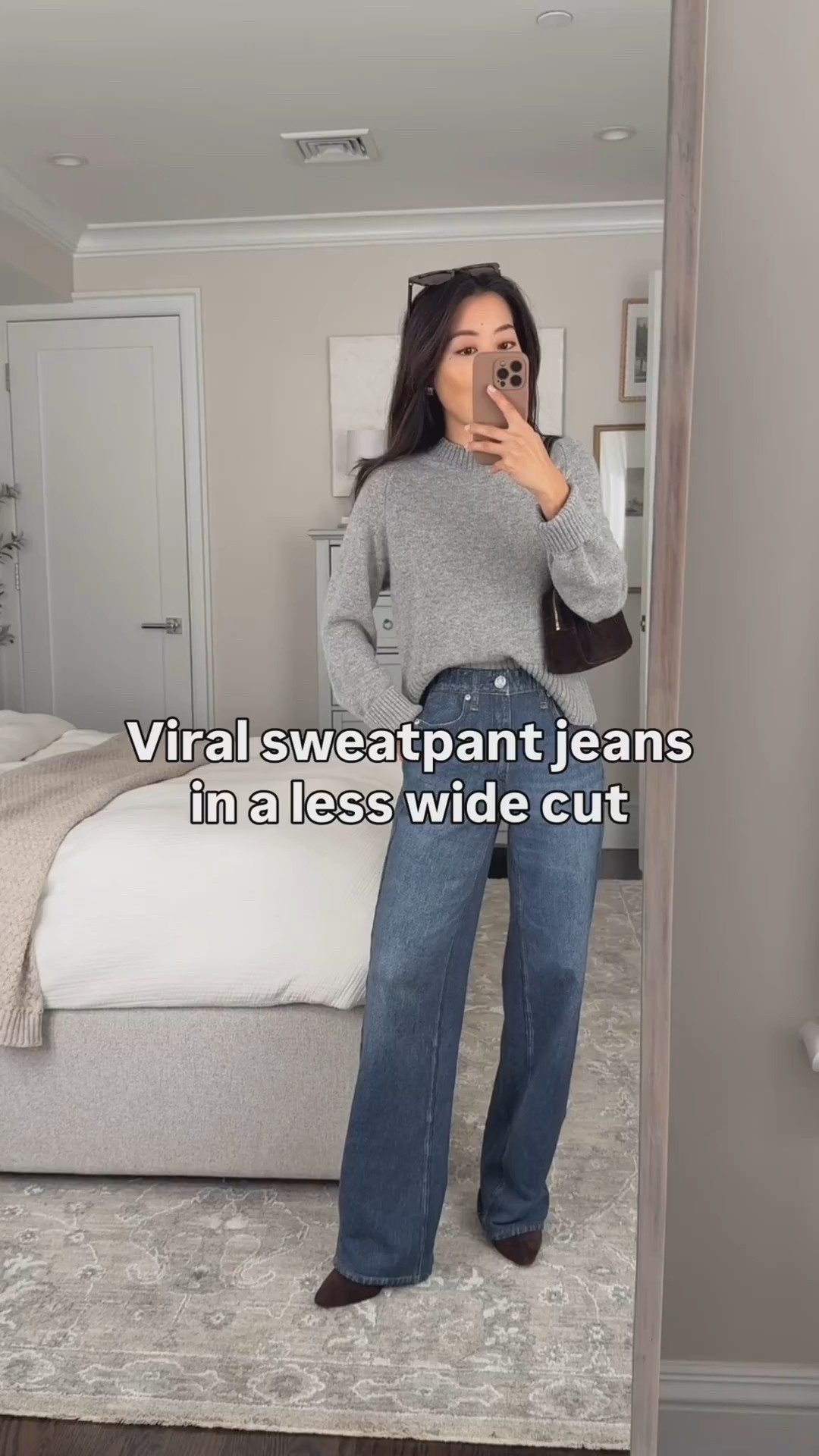 Sweatpant jeans in a less wide cut, but these do run longer than my other pairs. 

• Miramar jeans in XXS with a fully stretch pull on waist. “Petra” wash. Elastic pull on style feels TTS.

Length is longer than the Miramar Sofie Ankle featured in my reel 

This is what they look like before hemming but after I machine dried.
Inseam was 31.5” and shrunk down to 29.5” after machine drying.

• Everlane cashmere sweater XXS, lightweight and nice shorter length for petites. Also linked the merino wool cropped version which is great as well 

• If you get any Miramar jeans hemmed then definitely machine wash and dry before hemming! So they don’t shrink more after washing.

Outfit with jeans, petite friendly, casual mom outfit

#LTKmomlife #LTKootd #LTKPetite