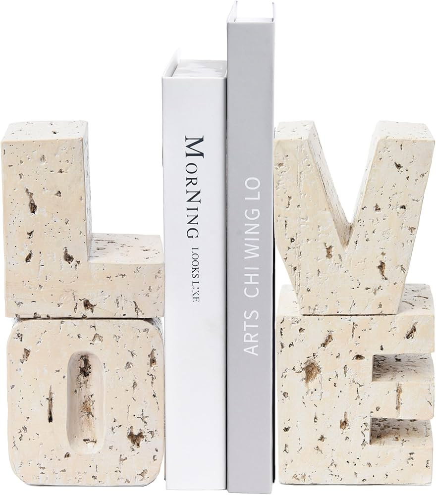 Book Ends Decorative with Love Design,Small Farmhouse Heavy Duty Bookends,Book Holders for Shelve... | Amazon (US)
