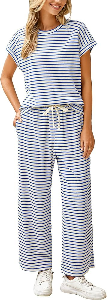 Glamaker Two Piece Sets for Women Summer 2025 Striped Matching Sets Women Clothing | Amazon (US)