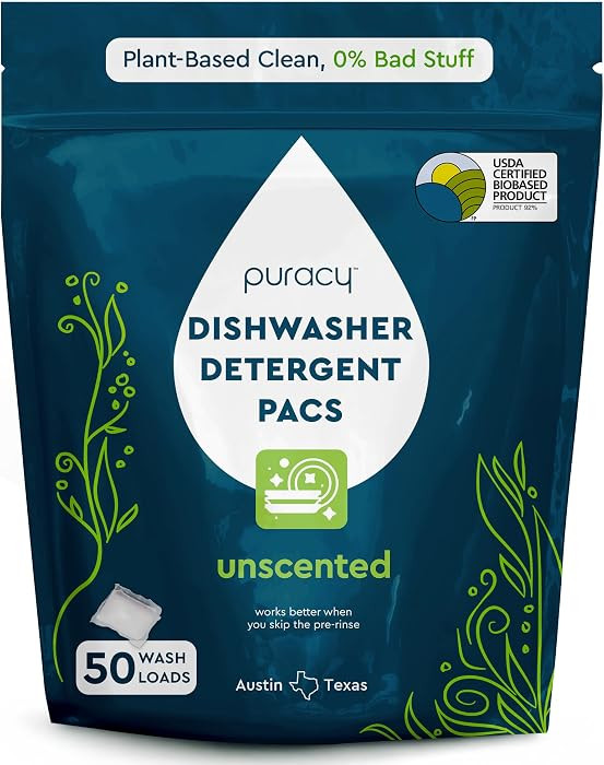 Puracy Dishwasher Pods, Dishwasher Detergent, Free & Clear Dish tabs - Enzyme-Powered, Spot & Res... | Amazon (US)