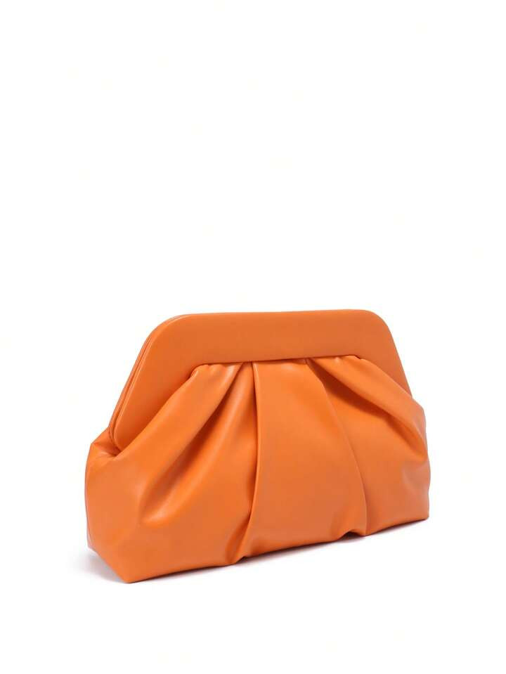 2025 PU Leather Clutch Bag For Women - Frosted Purple/Lime Green/Flame Orange Evening Party Purse, Elegant Wedding Guest Bag With Detachable Gold Chain, Bridesmaid Birthday Christmas Gift | SHEIN