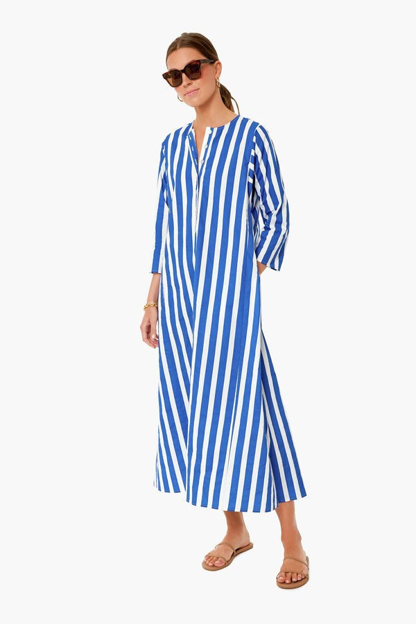 Blue and White Cabana Stripe Camille Caftan | Tuckernuck (US)