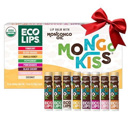 Mongo Kiss USDA Organic Lip Balm Set 8-pack (0.15 oz. each) with Mongongo Oil & Cocoa Butter to Moisturize Chapped Lips | Made in USA by Eco Lips (Variety) | Amazon (US)