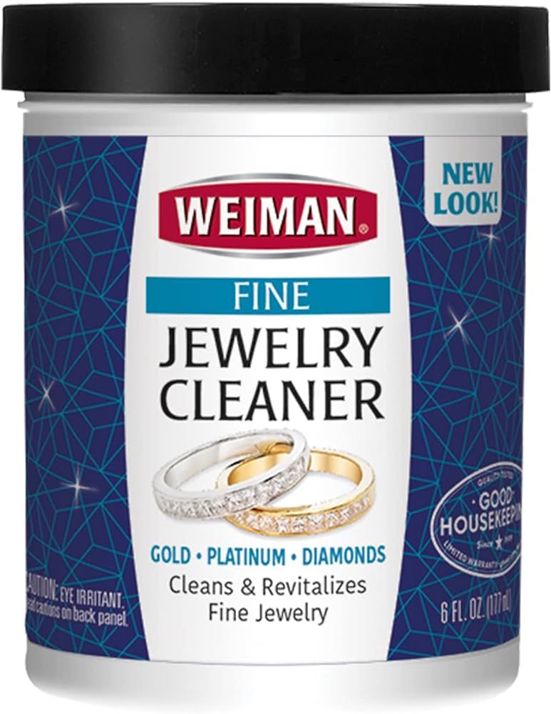 Weiman Fine Jewelry Cleaner Liquid with Cleaning Brush – Restores Shine & Brilliance to Gold, P... | Amazon (US)