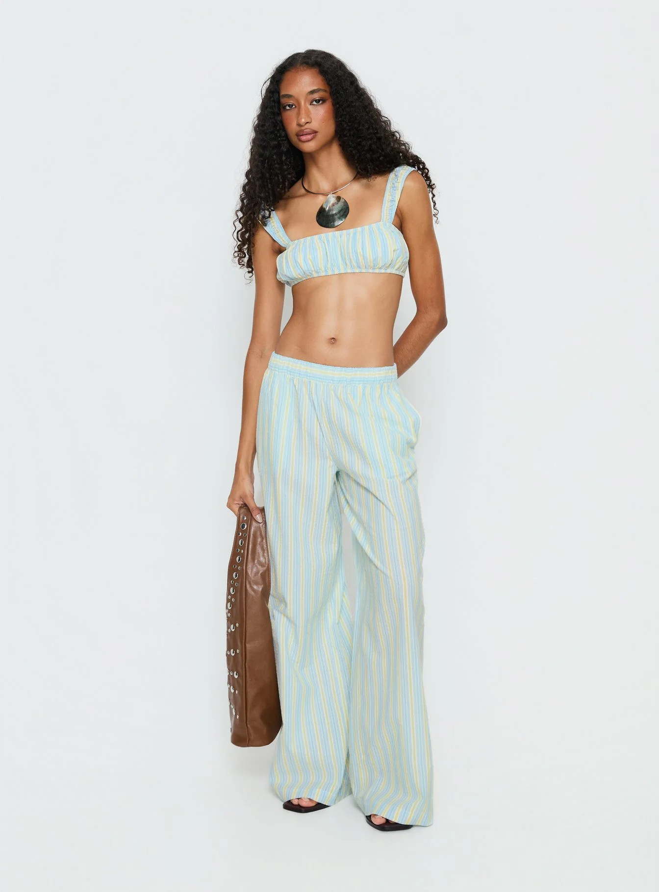Talyssa Elasticated Waist Pants Blue Stripe | Princess Polly US