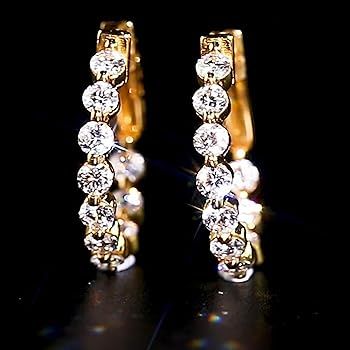 Diamond Moissanite Eternity Huggie Hoop Earring: 2.6 cts D Color VVS1 Clarity 925 Sterling Silver... | Amazon (US)