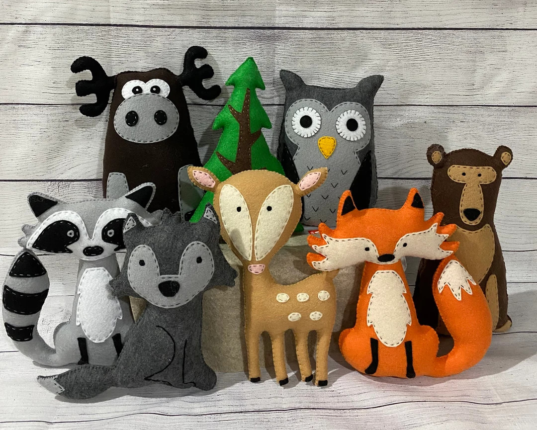 Felt Woodland Animal Owl Fox Moose Bear Deer Wolf - Etsy | Etsy (US)