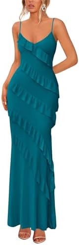 BTFBM Spring Dresses for Women 2026 Spaghetti Strap Bodcyon Solid Cocktail Wedding Guest Dress Su... | Amazon (US)