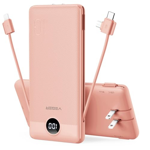 VEGER Portable Charger for iPhone, Power Bank Built in Cables and Wall Plug | Amazon (US)