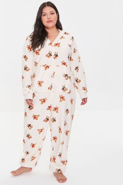 Plus Size Teddy Bear One-Piece Pajama Jumpsuit | Forever 21 (US)