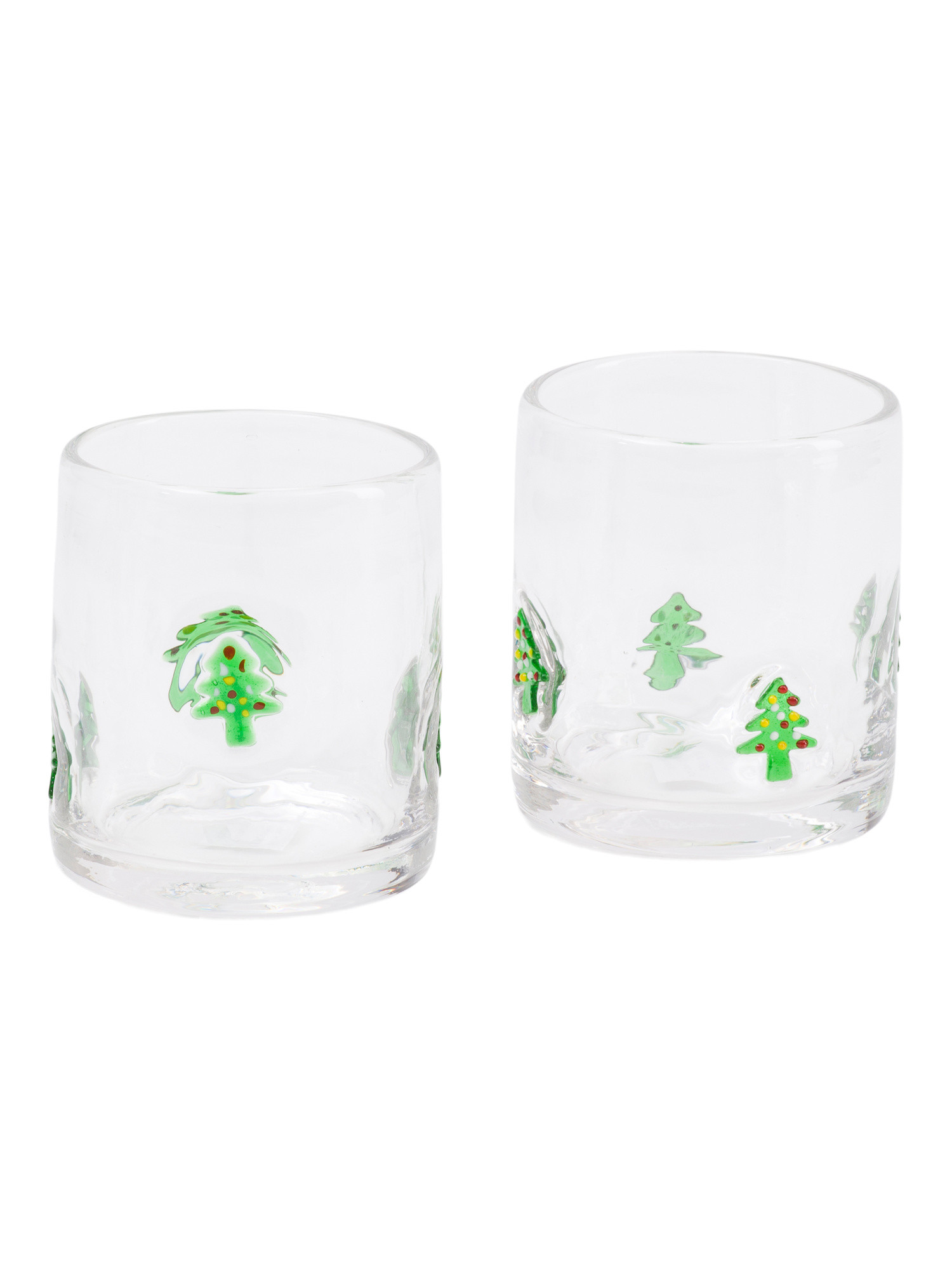 Set Of 2 Christmas Tree Clear Double Old Fashioned Glasses | TJ Maxx