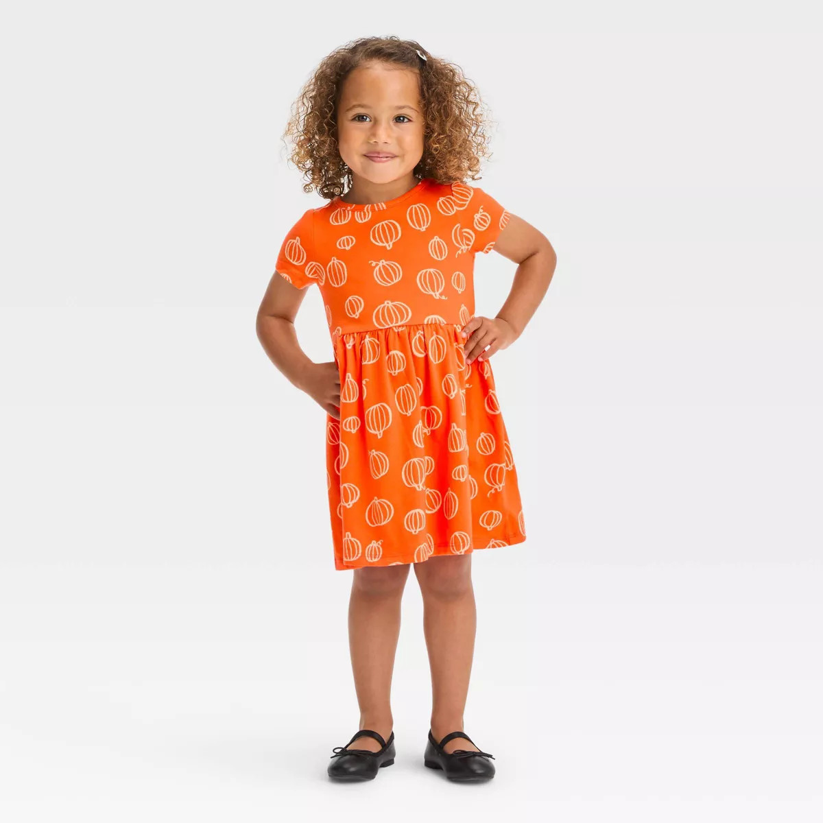 Toddler Girls' Pumpkin Short Sleeve Dress - Cat & Jack™ Orange | Target