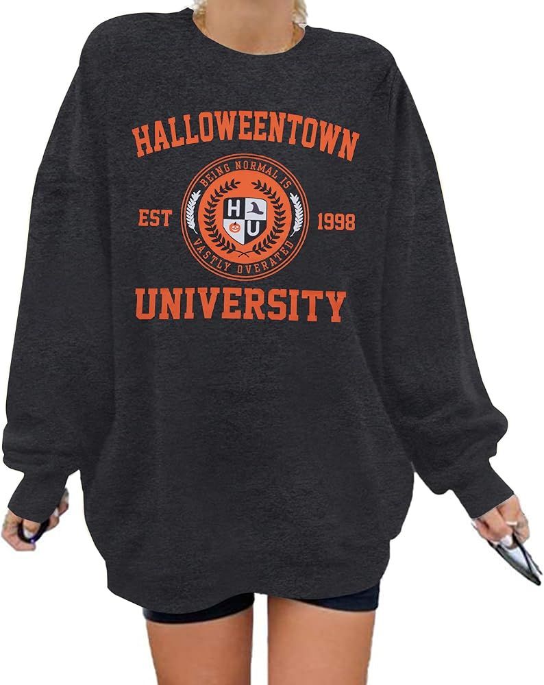 UNIQUEONE Halloween Sweatshirts for Women Oversized: Halloweentown University Sweater Spooky Seas... | Amazon (US)