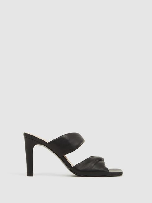 Block Heel Leather Sandals | Reiss UK