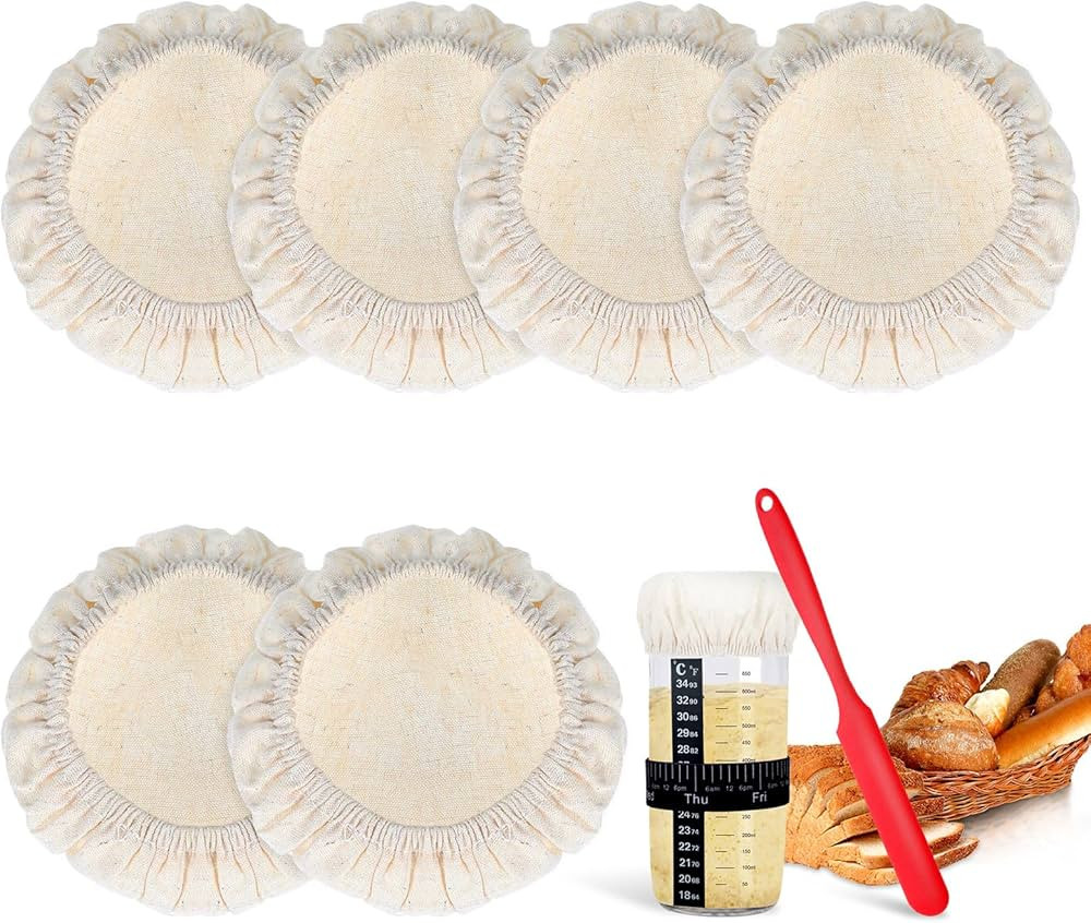 6pcs Sourdough Jar Cover, Elastic Starter Jar Cloth Covers Reusable Breathable Fabric Caps Bowl C... | Amazon (US)