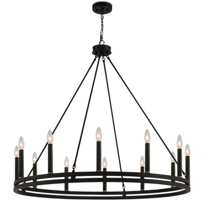 Madalyn 12 - Light Candle Style Wagon Wheel Chandelier | Wayfair North America