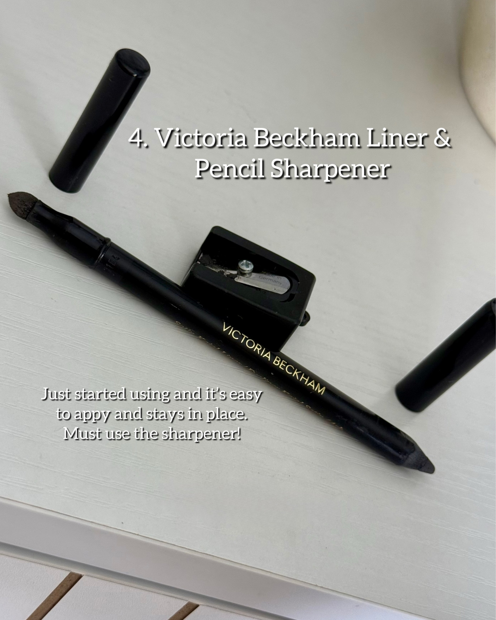 More cosmetics I use & recommend. Victoria Beckham eyeliner pencil & sharpener.

Tarte Mascara
Chanel Mascara

Anastasia eyebrow pencil 

#LTKOver40 #LTKBeauty #LTKFindsUnder100
