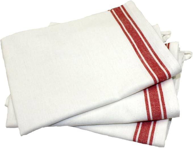 Aunt Martha's 18-Inch by 28-Inch Package of 3 Vintage Dish Towels,Cotton, Red Striped | Amazon (US)