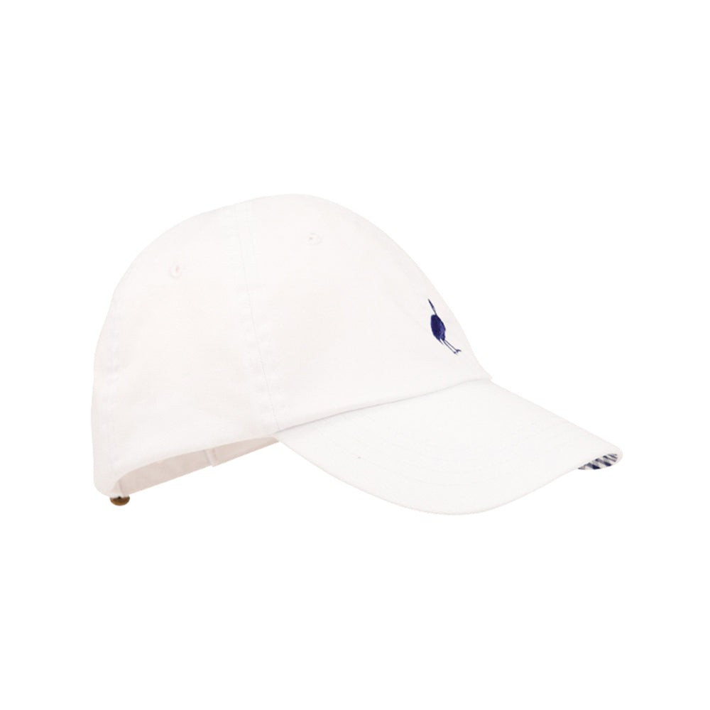 Covington Cap - Worth Avenue White with Nantucket Navy Gingham & Nantucket Navy Stork | The Beaufort Bonnet Company