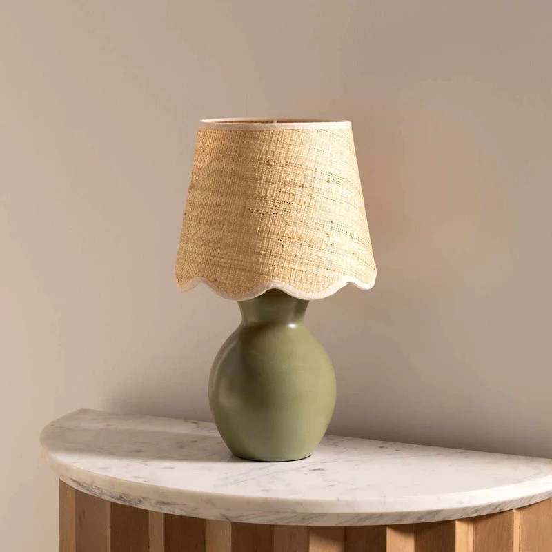Salgareda Green Rattan Table Lamp | Plow & Hearth