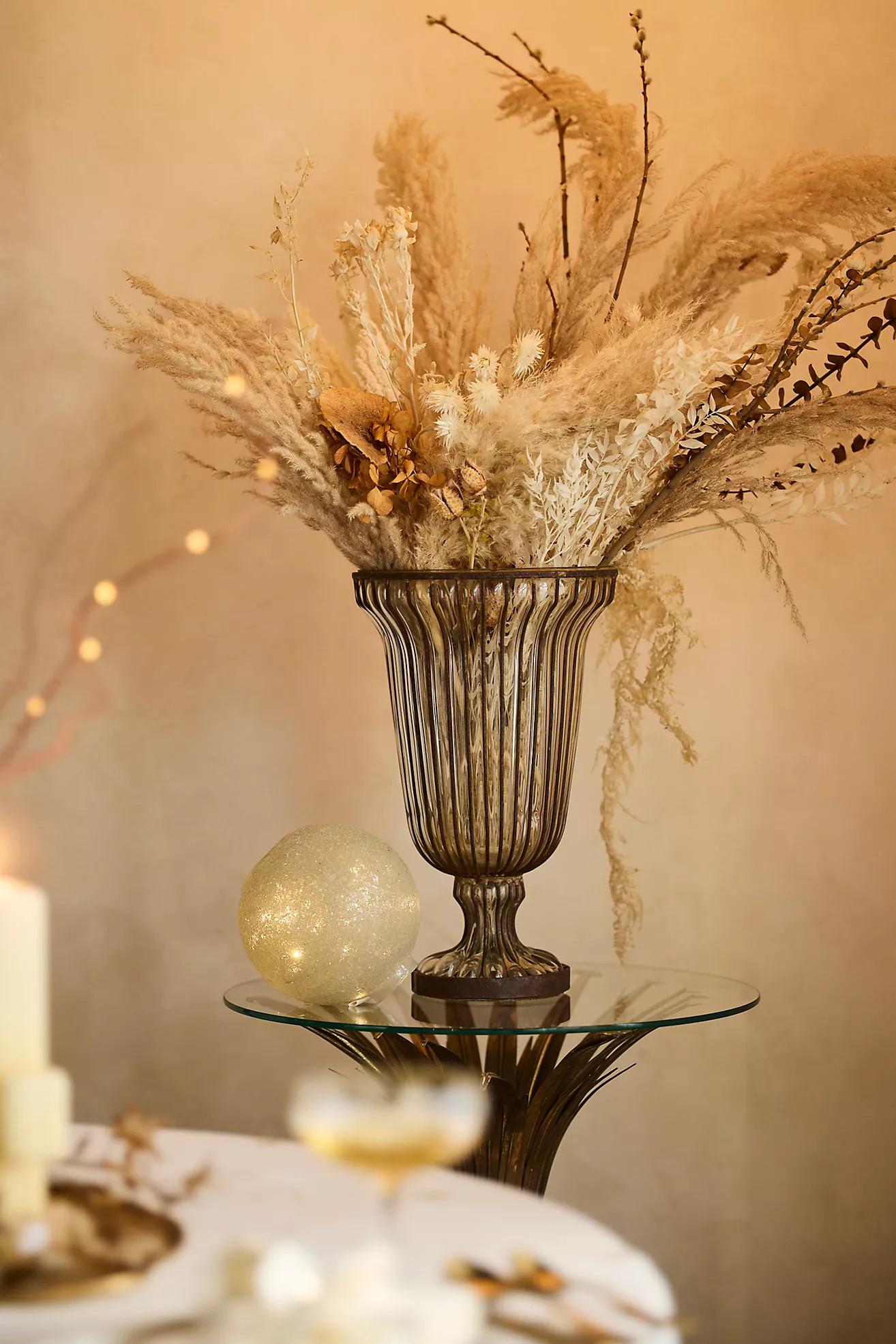 Fluted Glass + Iron Vase | Anthropologie (US)