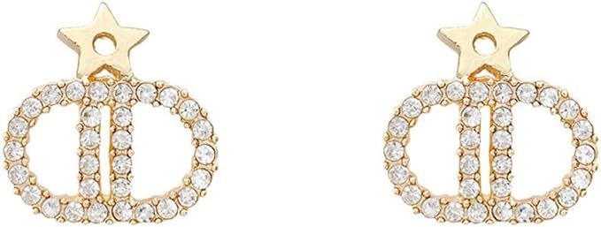 DD Earrings Letter Earrrings Double D Gold Earrings Sterling Hypoallergenic Cubic Zirconia Earrin... | Amazon (US)