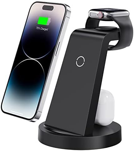 3 in 1 Charging Station for iPhone, Wireless Charger for iPhone 14 13 12 11 X Pro Max & Apple Watch  | Amazon (US)