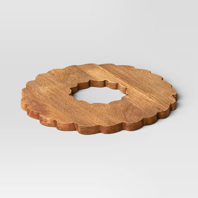 Wood Wreath Figural Serving Board Brown - Threshold™: Irregular Shape, 16.25" Width, Spot Clean... | Target