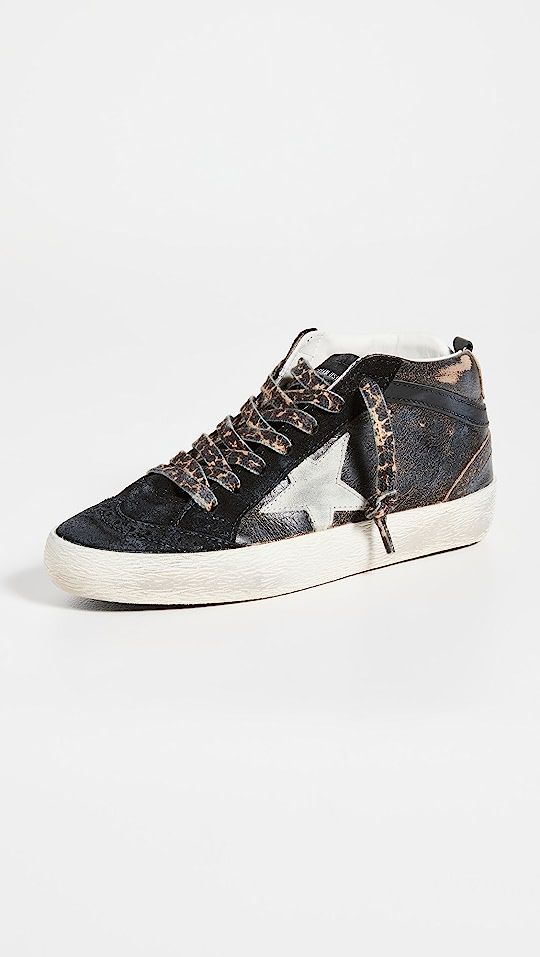 Mid Star Shiny Leather Upper and Spur Suede Sneakers | Shopbop