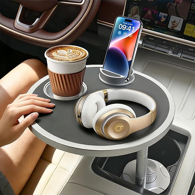Car Food Tray & Car Table Tray with Car-Grade Aluminum Cup Holder & Phone Stand,360° Rotating Ca... | Amazon (US)