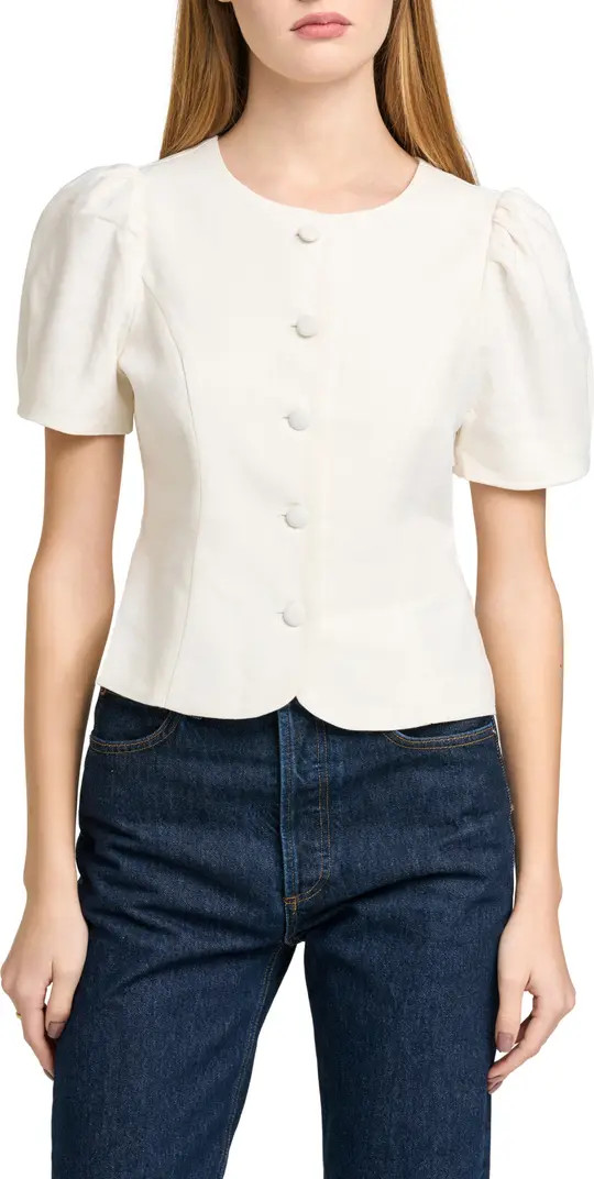 Blair Button Front Linen Blend Top | Nordstrom
