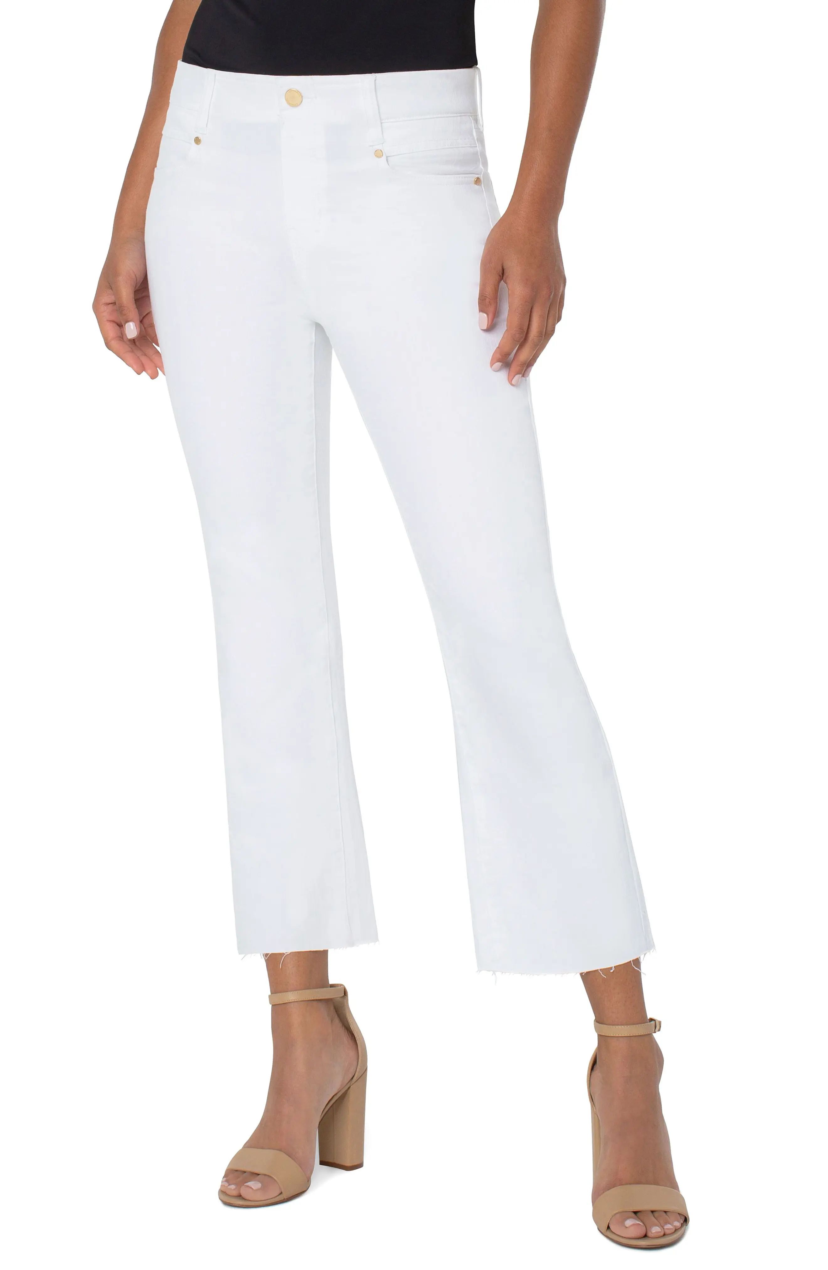 Liverpool Los Angeles Gia Glider Pull-On Slim Straight Leg Jeans in Bright White at Nordstrom, Size  | Nordstrom