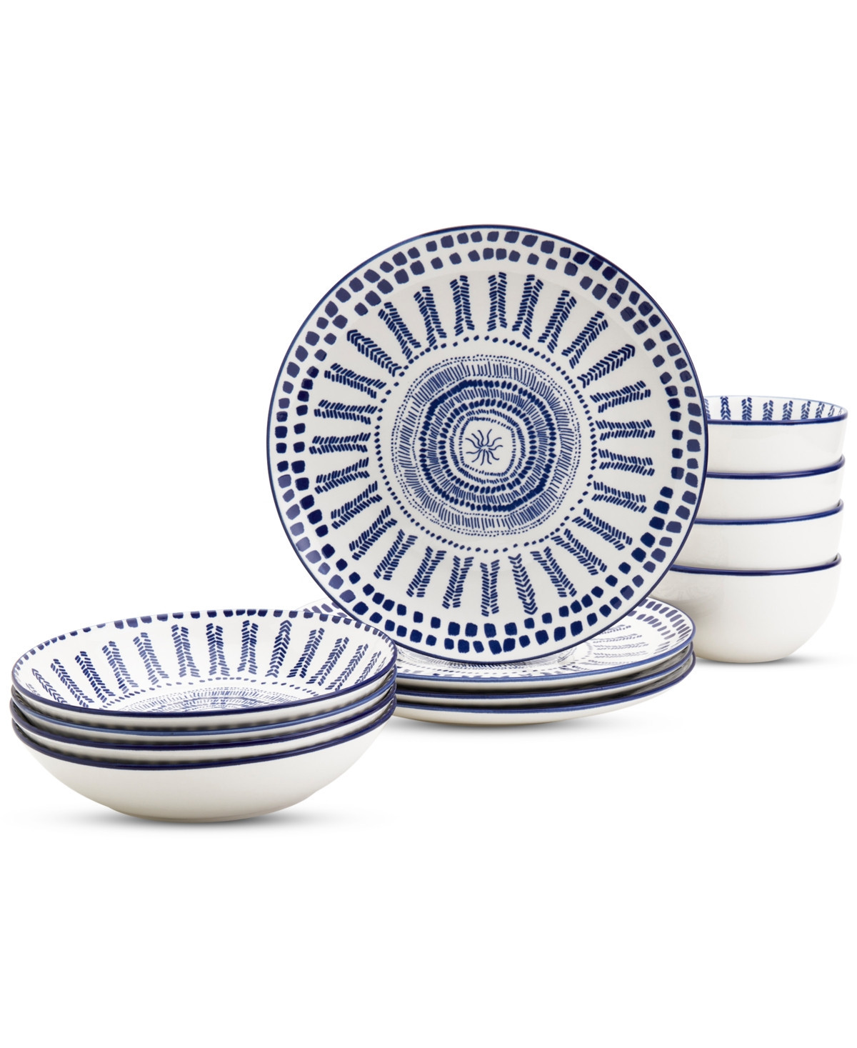 Haven Blue Mykonos 12 Pc. Dinnerware Set, Service for 4 - Blue | Macy's