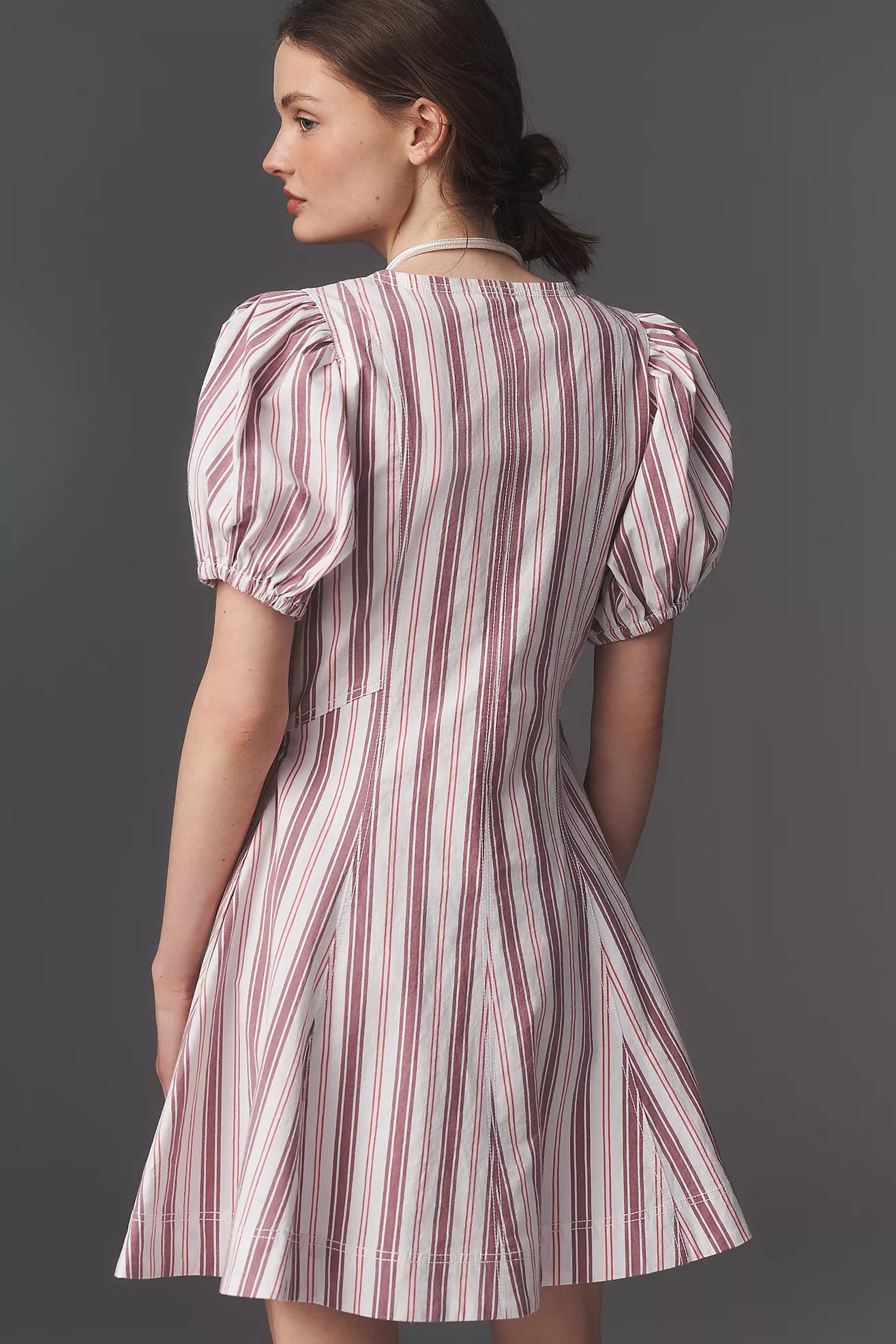 Calder Puff-Sleeve Poplin Mini Dress by Pilcro | Anthropologie (US)