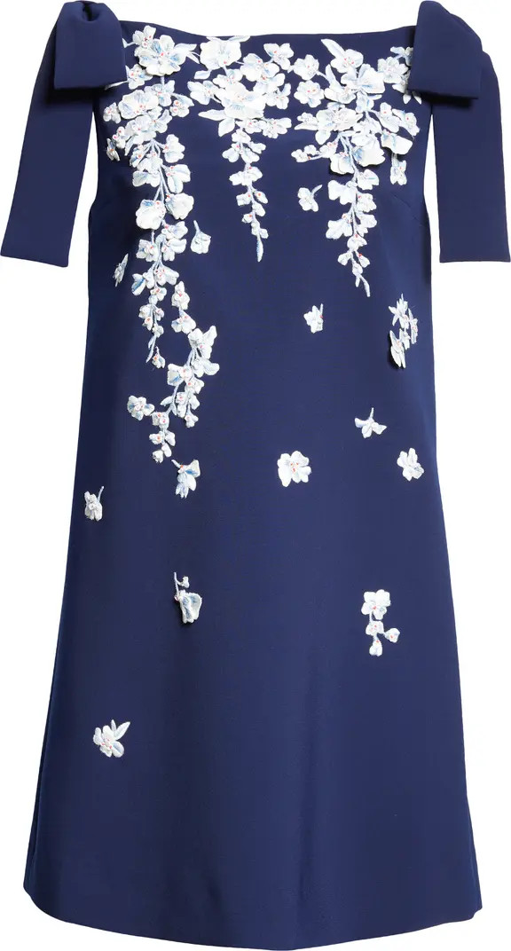 Floral Embroidered Stretch Stretch Crepe Minidress | Nordstrom