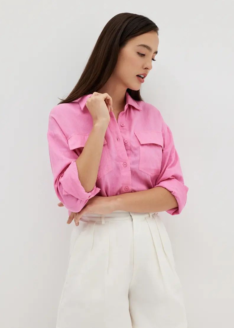 Hilson Linen Oversized Shirt | LOVEBONITO SINGAPORE PTE LTD