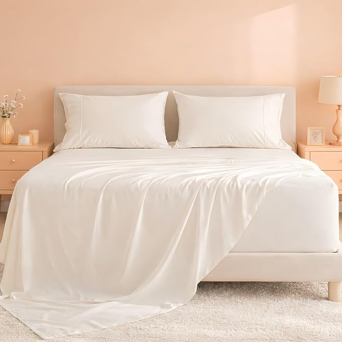 GOKOTTA Bed Sheets Set, 100% Rayon Derived from Bamboo, Extra Deep Pocket Fitted Sheet with Elast... | Amazon (US)
