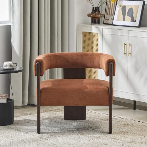 Christopher Knight Home Nettie Modern Accent Chair for Living Room, Velvet Fabric Single Lounge Sofa Chair with Wooden Frame, Comfy Reading Chair for Bedroom, Lounge Armchair with Cushion,Burnt Orange | Amazon (US)