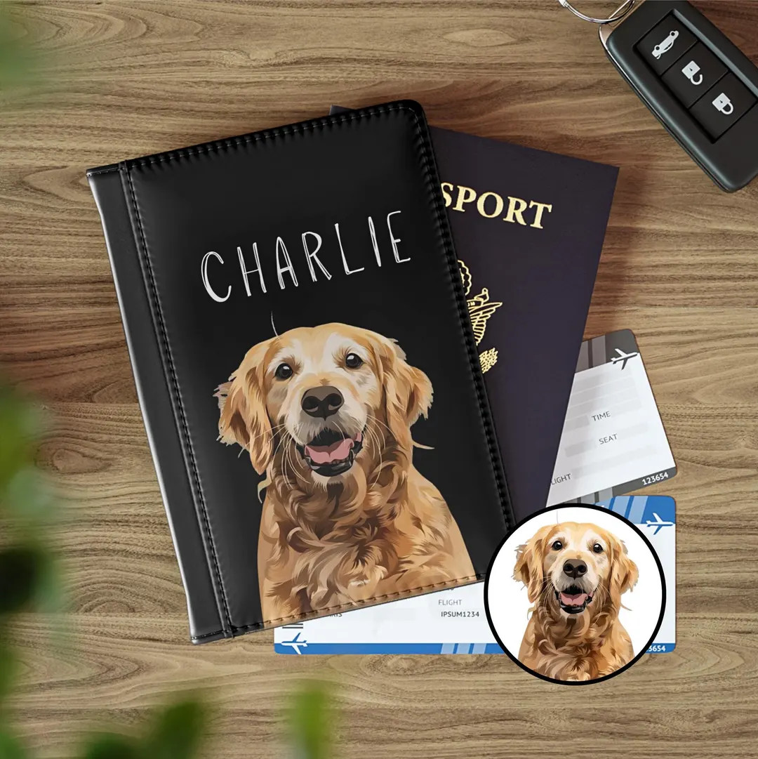 Custom Dog Photo Passport Cover, Cat Picture Travel Wallet, Pet Loss Mom Keepsake Cover, Dog Dad ... | Etsy (US)