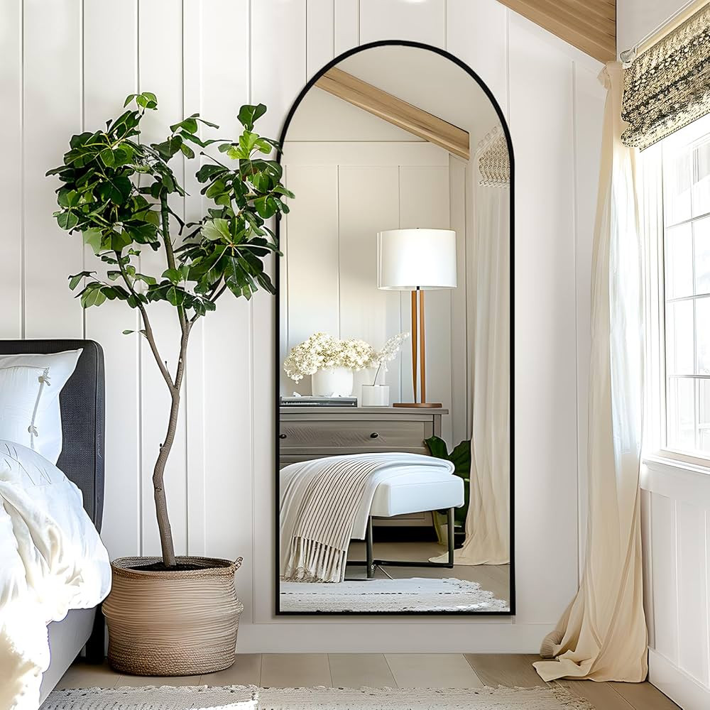 Arched Full Length Mirror, 64"x24" Full Body Mirror, Black Arched Mirror with Aluminum Alloy Fram... | Amazon (US)