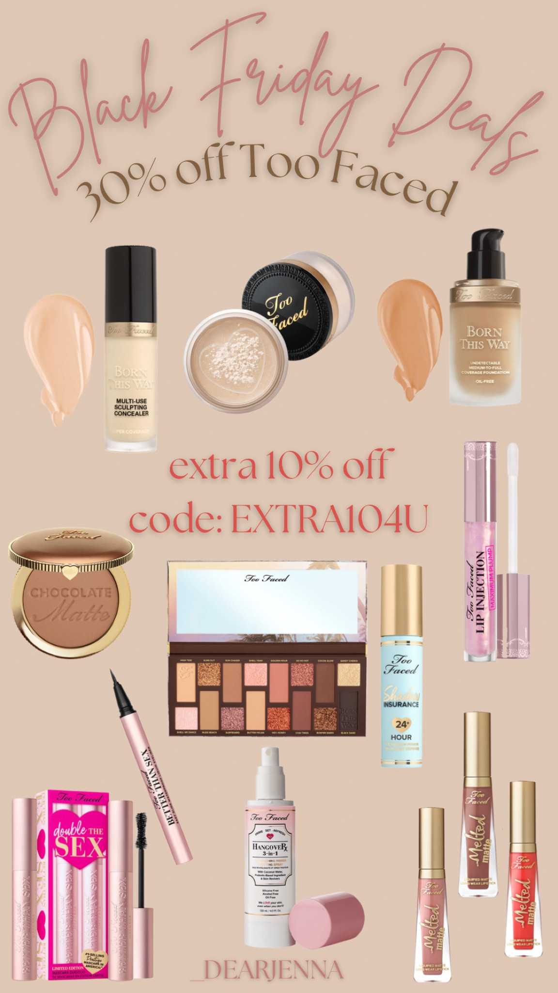 Too Faced Black Friday is live! 30% off sitewide as well as an extra 10% off using code: EXTRA104U. Shop your favorites, including my favorite, lip injections lip plumper! These products make for perfect stocking stuffers or a great treat yourself self care gift. Happy shopping! 

#LTKHoliday #LTKCyberweek #LTKGiftGuide