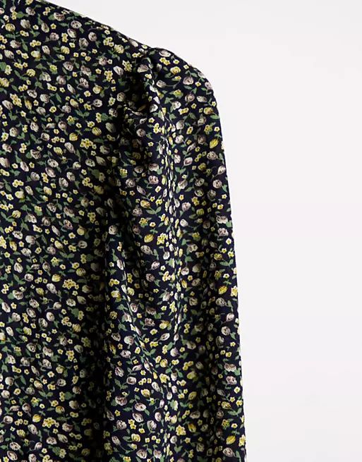 JDY Piper long sleeve floral print shirt in navy | ASOS (Global)