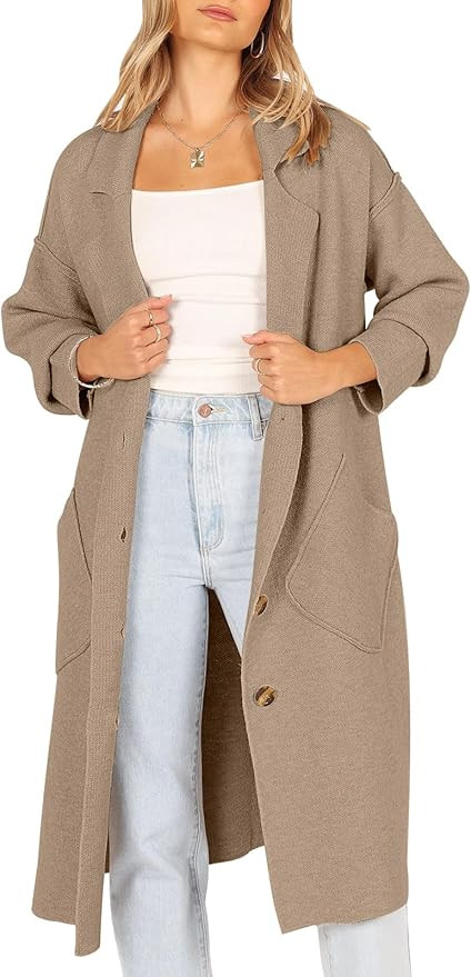 LILLUSORY Women's Long Knit Casual Cardigan Sweaters Oversized Dressy Jackets Fall Button Up Coat... | Amazon (US)