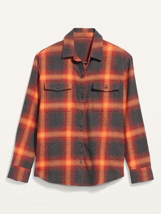 Long-Sleeve Plaid Flannel Boyfriend Tunic Shirt for Women | Old Navy (US)