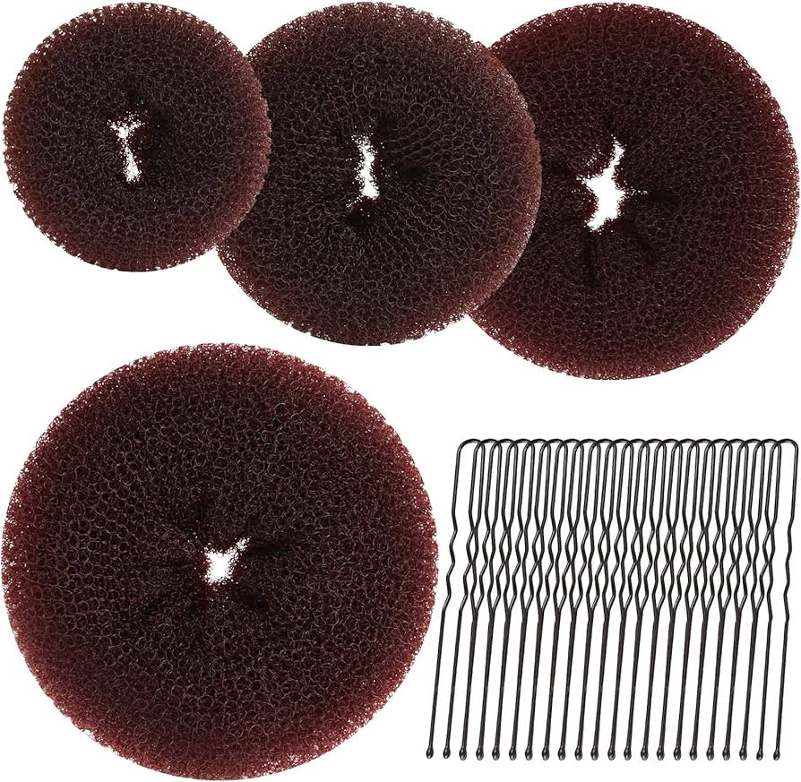 Teenitor Hair Bun Maker for Kids Girls - 4pcs Brown Ballet Buns in 4 Sizes, Hair Donuts | Amazon (US)