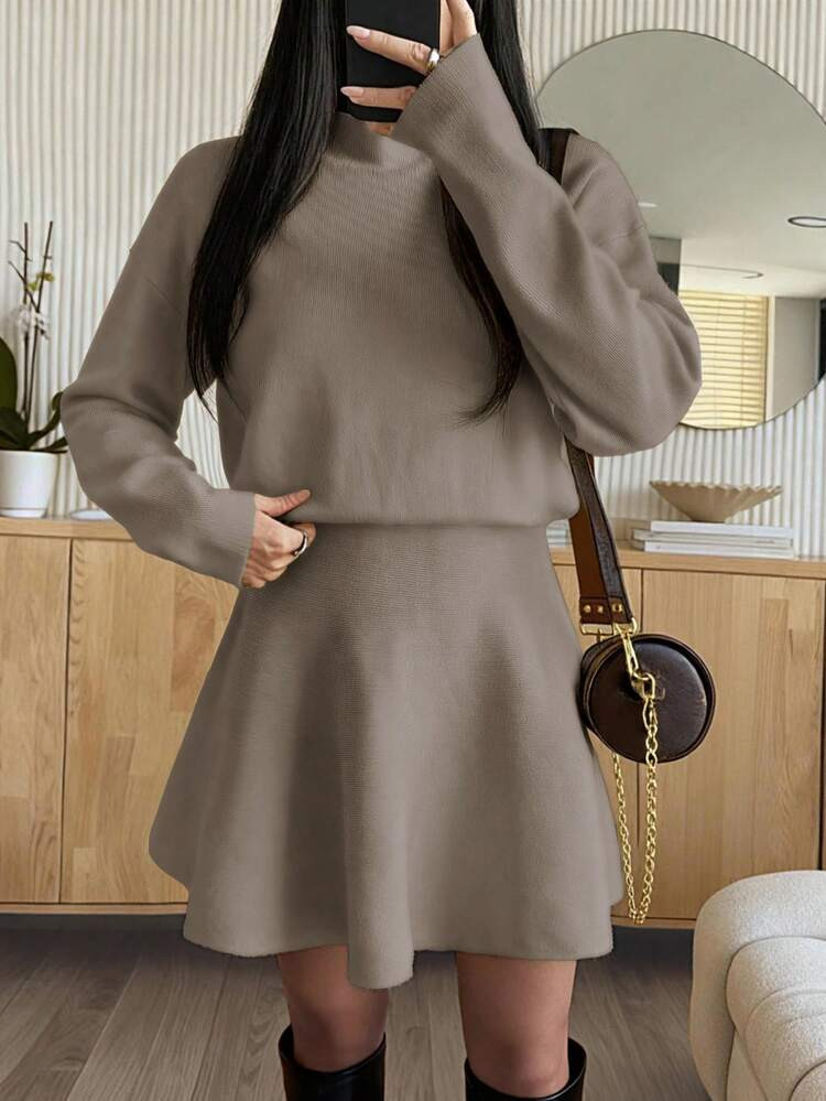 PoPoHouse Women's Sweater Dress, Elegant Waist Cinched Skirt For Commuting, Autumn/Winter | SHEIN