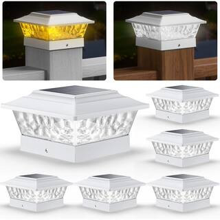 Solar Post Lights Outdoor 12 LEDs 4 Modes Post Cap Light for Vinyl Wooden Deck Fence Decor 6 Pack Cable Railing Sytem | The Home Depot