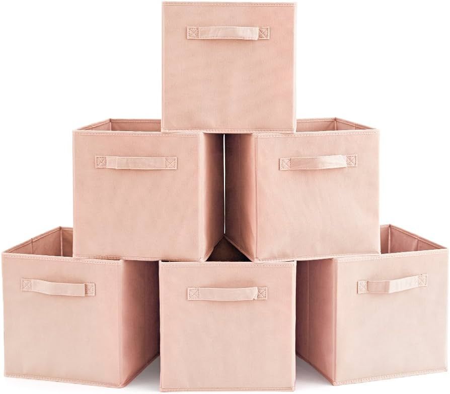 EZOWare Set of 6 Foldable Fabric Basket Bins, 10.5"x10.5"x11" Collapsible Storage Organizer Cube ... | Amazon (US)