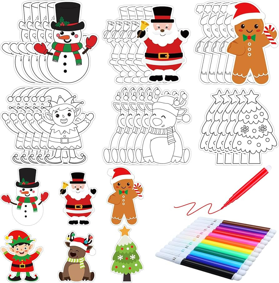 30 Sets Christmas Crafts for Kids Color Your Own Xmas Craft Magnets DIY Holiday for Operation Chr... | Amazon (US)